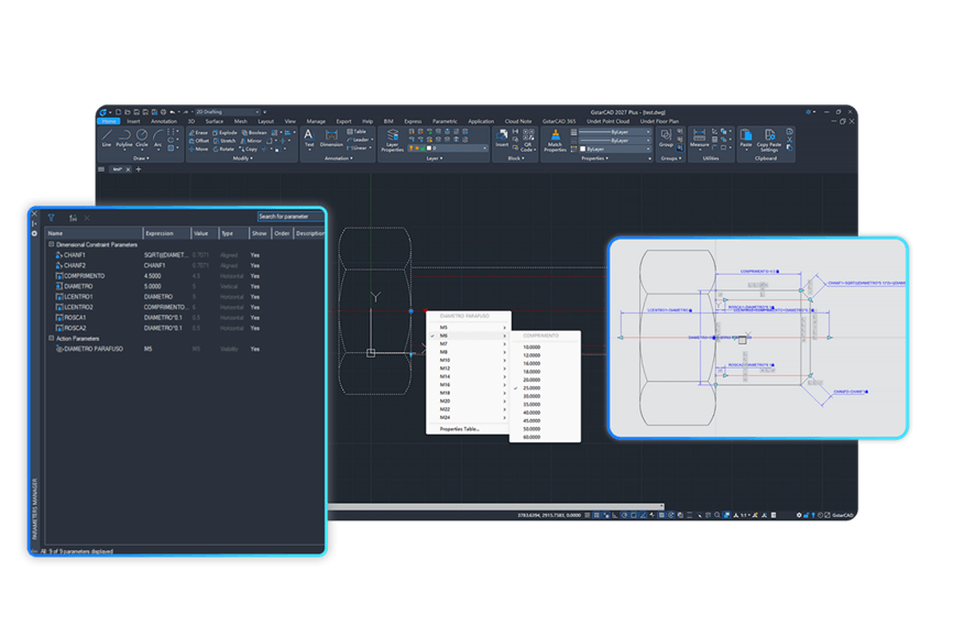 Dynamic Block Parametric Constraints - GstarCAD 2027